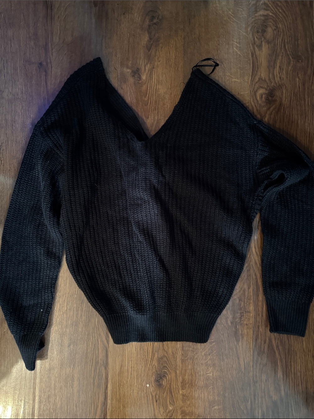 Fashion Nova Black V-Neck Knit Sweater